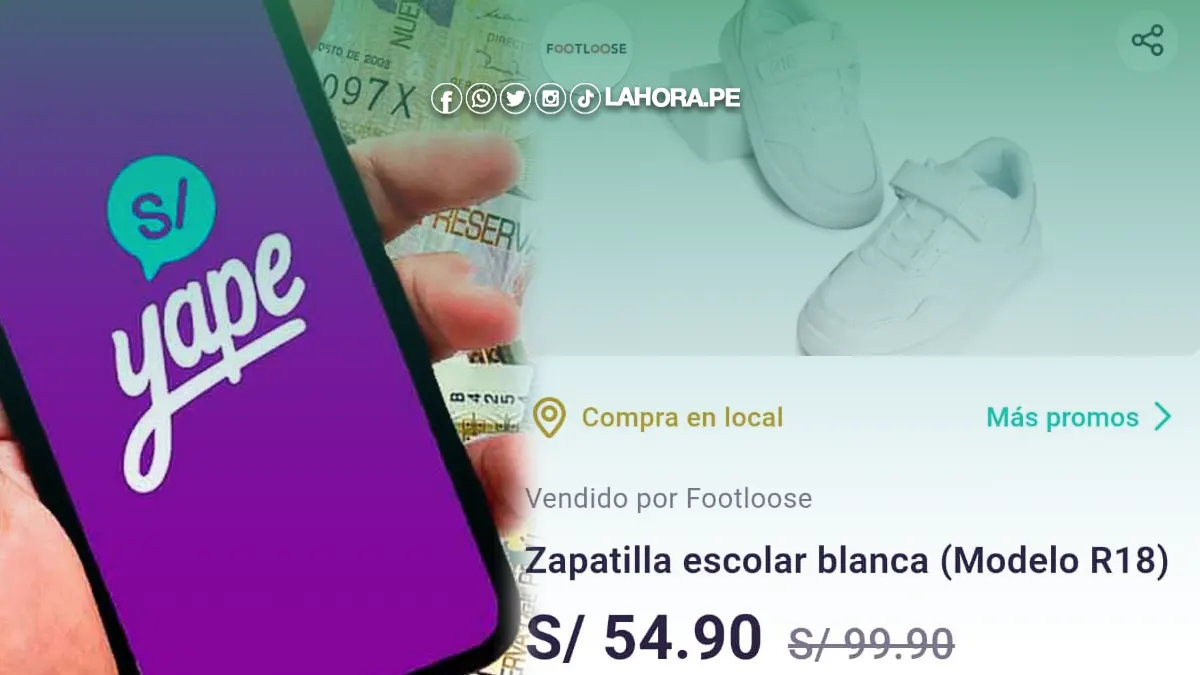 Descuento de 45 soles en Footloose: ¿Cómo aplicarlo para la compra de una zapatilla escolar blanca?